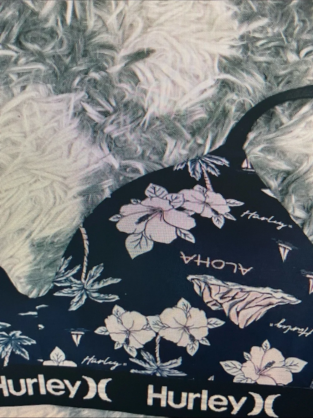 Hurley Black Bralette with Light Pink Floral Print